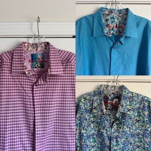 3 Robert Graham Men's Dress Shirts - Purple, Blue Collection